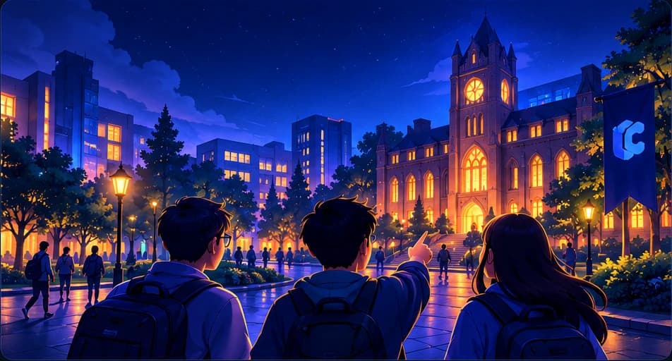 Students collaborating on campus